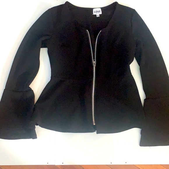 Black business top with front zipper - Picture 1 of 4